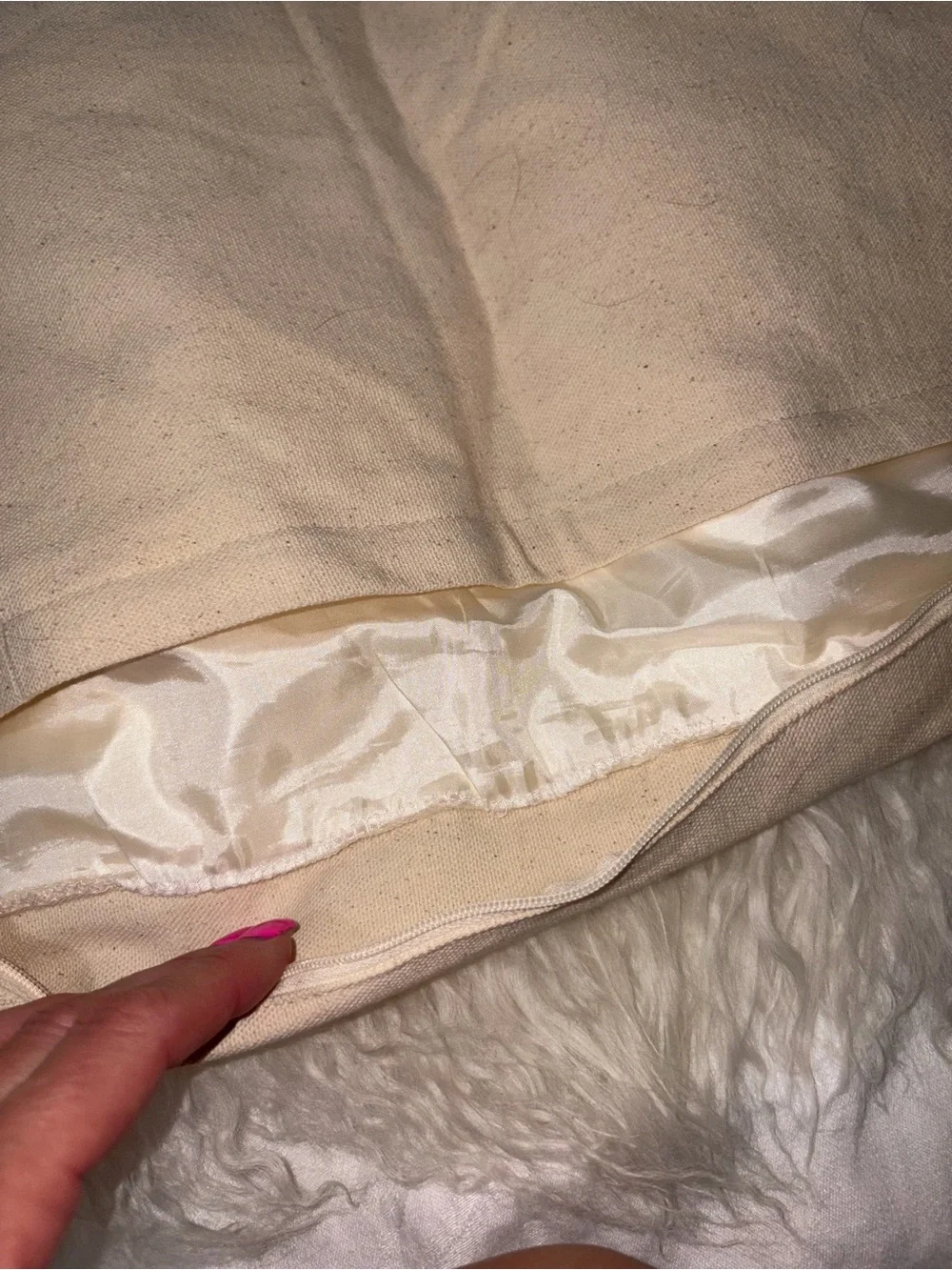 Set of 3 West elm pillow covers lamb fur 24x24” cream ivory luxuriously soft